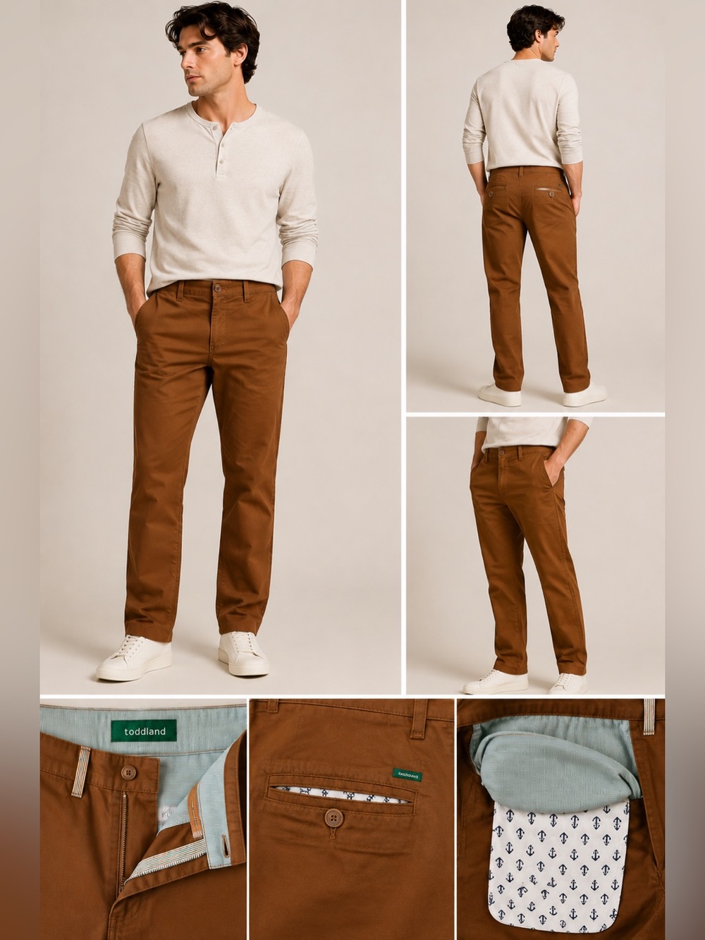 Toddland Shipwreck Pants Men’s 38 Brown Straight Leg Chino Pants NWT